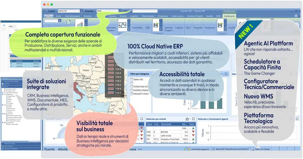 Dashboard ufficiale del software gestionale Fluentis ERP
